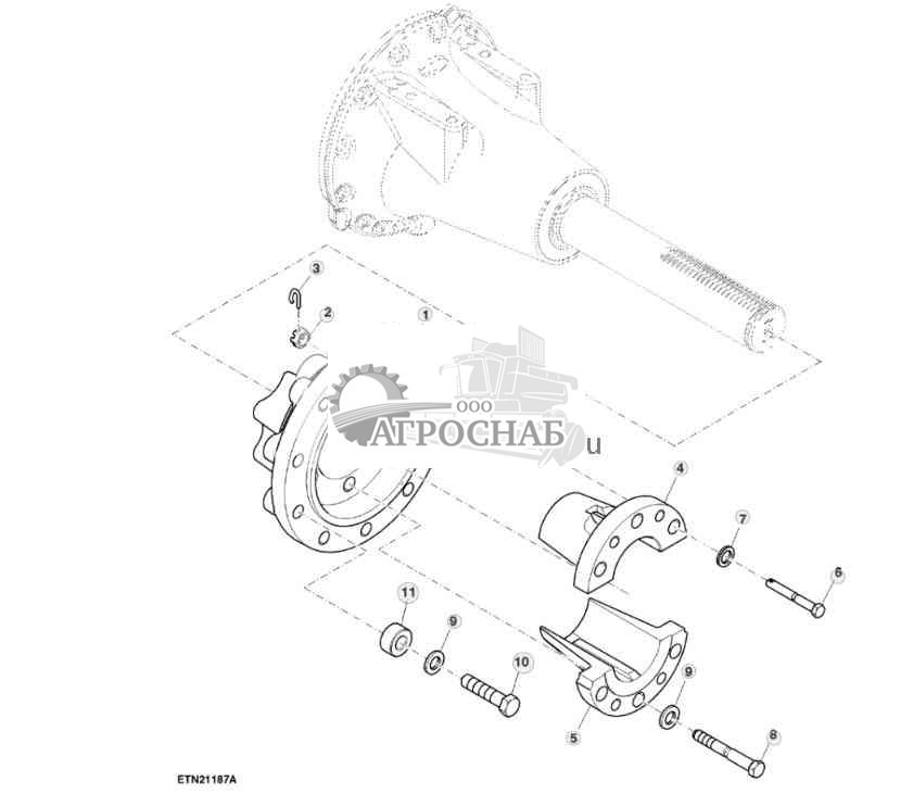Ступица двускатного колеса, одноконусная, мост 100 mm, с проставкой 